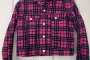 Topshop MOTO Pink Tartan Check Cropped Jacket - UK 10