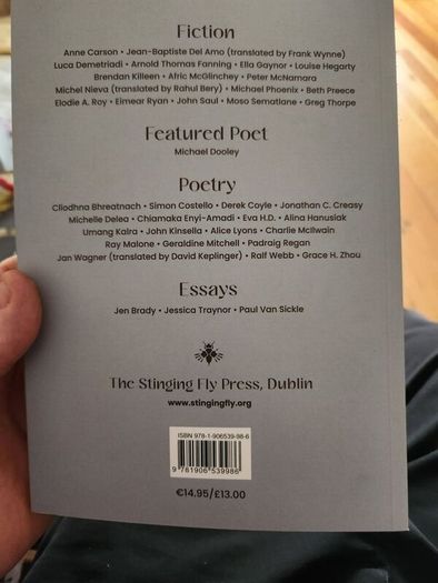 The Stinging Fly New Writings - New Writing. Issue 48 Volume 2  Summer 2023. Firt Edition  Paperback In Good Condition.