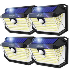 Solar Security Lights Outdoor Super Bright Wireless 178 LED Solar Wall Lights 270 Degree Wide Angle Solar Motion Sensor Lights IP65 Waterproof Outside Solar Powered Flood Lighting for Fence Garden 4 Pack (FREE POSTAGE)