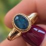 Vintage 9ct Gold Blue Cabochon Ring New Old Stock Image 5