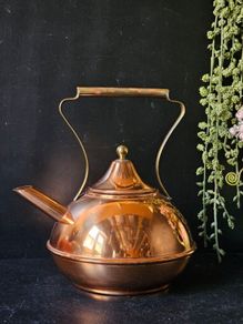 Vintage Copper Kettle with Brass Handle