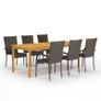 7 Piece Garden Dining Set Brown Image 5