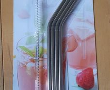 BNIP - 5pcs Eco Reusable Drinking Straws with Cleaning Brush - #