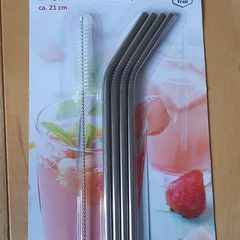 BNIP - 5pcs Eco Reusable Drinking Straws with Cleaning Brush - #