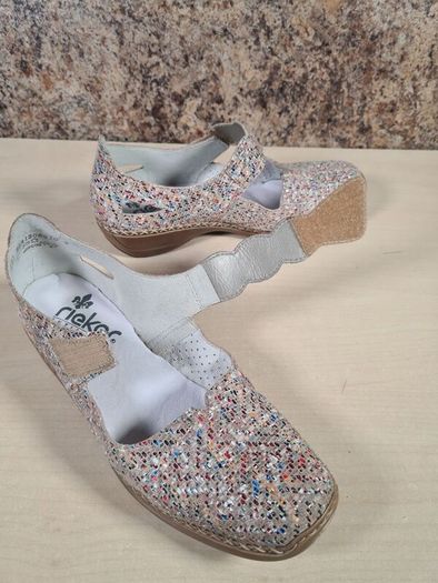 womens RIEKER closed toe sandals mary jane shoes flats multicoloured Size UK 6.5 EU 40 (AT1)