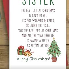 1pc Christmas Greeting Card For Sister - Versatile Holiday Card For Stepsister, Sister-In-Law, Best Sister Friend With Envelope - Funny, Cute, Lovely Xmas Gift Note