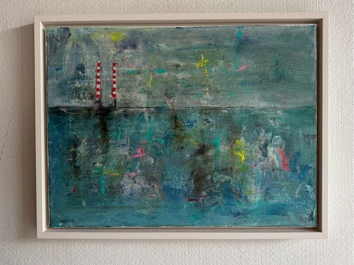 Original Art Irish Art Original Seascape Poolbeg Chimneys Dublin aesthetic