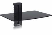 Floating Shelf Wall Bracket with Strengthened Tempered Glass for DVD Players/Cable Boxes/Games Consoles/TV Accessories 1 Shelf (MULTIPLE SIZES)