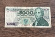 Poland 5000 Zlotych Banknote  1982 Issue  Polish Peoples Republic  High Denomination