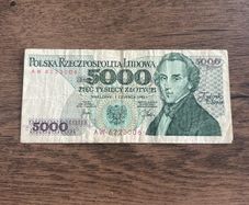 Poland 5000 Zlotych Banknote  1982 Issue  Polish Peoples Republic  High Denomination