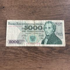 Poland 5000 Zlotych Banknote  1982 Issue  Polish Peoples Republic  High Denomination