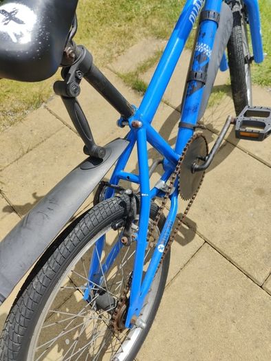 Small Blue BMX Bike for Kids ages 6 - 11, mudguards - stand included