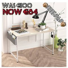 NEW SALE | Writing Computer Desk, Office Work Desk for student and worker, Laptop Table with Storage Bag and Headphone Hook,Modern Simple Style Desks for Bedroom, Home, Office(100x50x75cm)