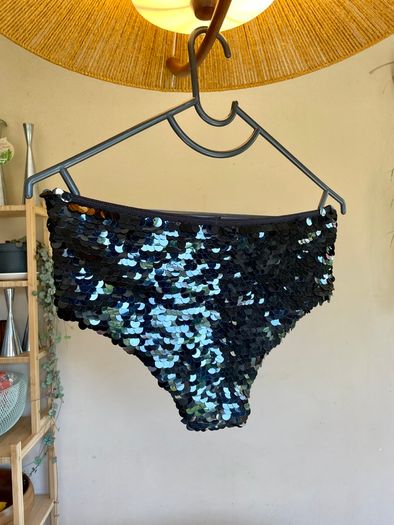 Vintage Leg Avenue Black Sequin Hotpants Size S