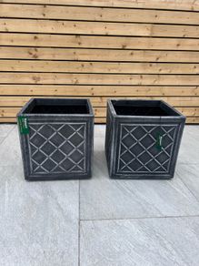 38cm Square Planter Lead Effect