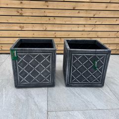 38cm Square Planter Lead Effect