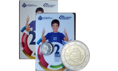 San Marino 2 Euro Brilliant Uncirculated Coin 2012 - 10 Years of Euro Cash