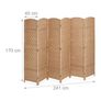6 Panel Folding Room Divider  Natural Woven Privacy Screen 170 x 241 cm Image 3