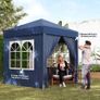 2 x 2 m Garden Pop Up Gazebo, Wedding Party Tent Marquee, Water Resistant Awning Canopy with Sidewalls, Windows, Carry Image 3