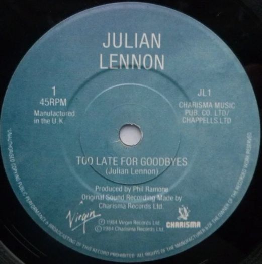 Julian Lennon Too Late For Goodbyes Single