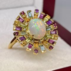 Ethiopian Opal & Multi Gemstones Ring
