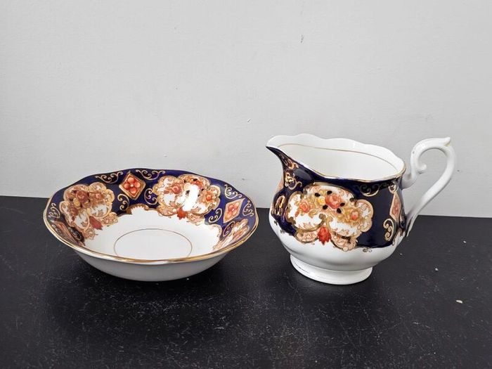 Rare Royal Albert "Heirloom" Milk Jug and Fruit Bowl