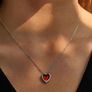 Pandora Red Sparkling Elevated Heart Necklace and Matching Earrings Set Image 4
