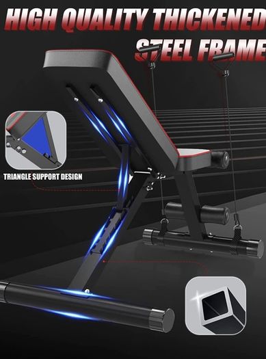 Adjustable Weight Bench - Utility Weight Benches for Full Body Workout, Foldable Incline/Decline Bench Press for Home Gym (FREE POSTAGE)