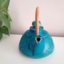 Turquoise Rustic Stoneware - Pottery Teapot With Bamboo Handle Image 3
