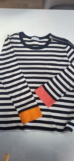 SONIA by Sonia Rykiel black and ivory striped top Sz M (Fit 8-10UK) - Rrp 285