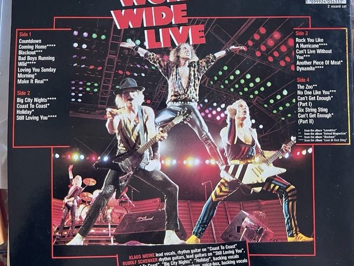 Scorpions. Irish release World Wide Live. Original 1985 translucent Irish double live gatefold album in vg+ condition