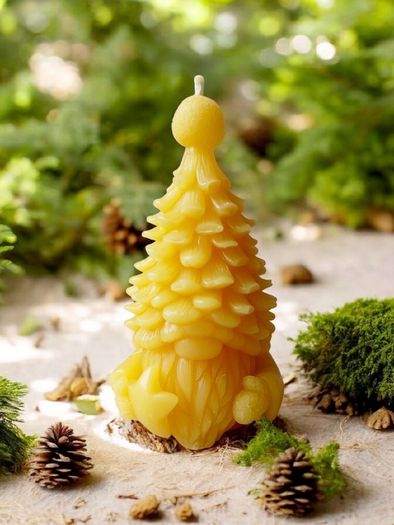 Beeswax Gnome candle | Gnome with Christmas tree hat | Non-toxic & Eco-Friendly | Natural Eco-Friendly Holiday Decor | Rustic Winter Gift