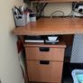 Corner office desk with shelf and pedestal Image 2