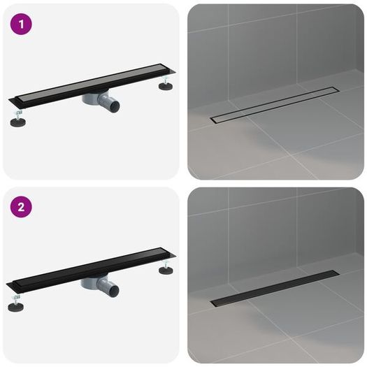 Shower Drain 2-in-1 with 360 Siphon Black 80 cm