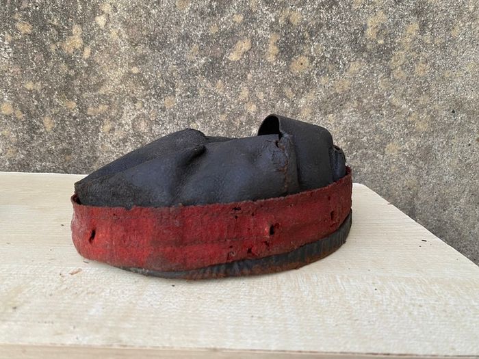 Original WW1 French M15 Adrian Helmet. Infantry Badge. Original paint & liner. Militaria