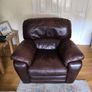 Brown Leather Reclining Suite (3-Seater Sofa and 2 Armchairs) Image 3