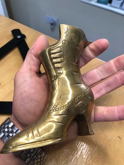 Vintage Solid Brass Shoe Figurine