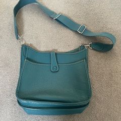 HERMES Evelyn inspired teal leather bag