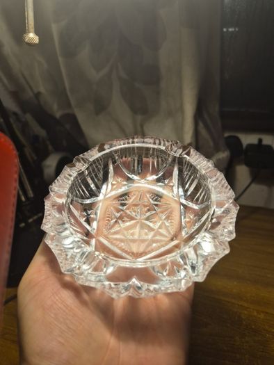 Vintage Heavy Crystal Glass Ashtray