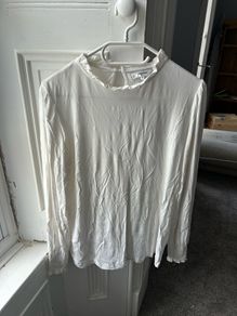 White Ruffle Blouse / Size S