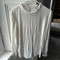 White Ruffle Blouse / Size S