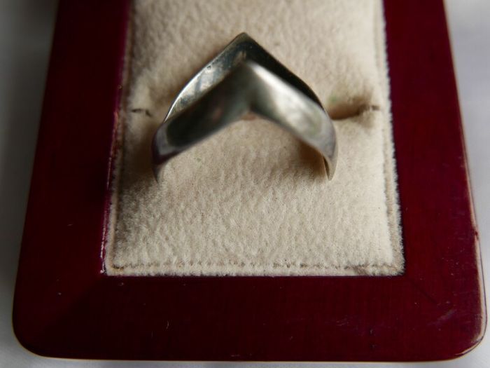 Vintage Sterling Silver Double Wishbone Band Ring size P - 2,10g