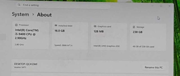 Dell Vostro 3471 Sff Pc - I5 9th Gen - 16gb Ram - 256gb Nvme