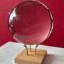 Crystal glass ball on wood/metal base. Image 2