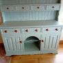 Large 5ft Sage Green Vintage solid Pine Dresser. Image 4