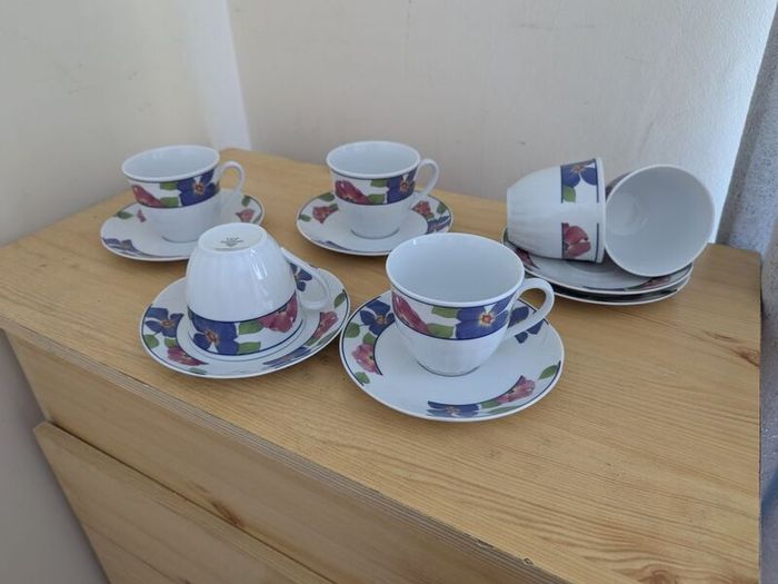 Germany porcelain(WINTERLING) tea set for 6 person, contains 12 pcs, including 6 tea cups and 6 saucers. Brand new, never used.