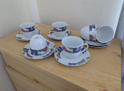Germany porcelain(WINTERLING) tea set for 6 person, contains 12 pcs, including 6 tea cups and 6 saucers. Brand new, never used.