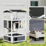 Wooden Cat House Den 3-Tier Outdoor Kitten Shelter Lodge w/ Tilted Roof Terrace Jump Step Bottom Tray Elevated Base Waterproof Paint 140 x 78 x 76cm Grey Image 6