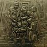 Vintage: Hammered Brass Wood Divided Magazine Rack With Mother & Children Kitchen Scene Image 3