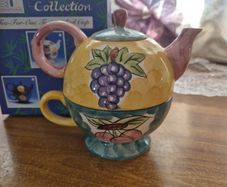 Vintage Multicoloured  Hand Printed.Teapot and Cup Collection